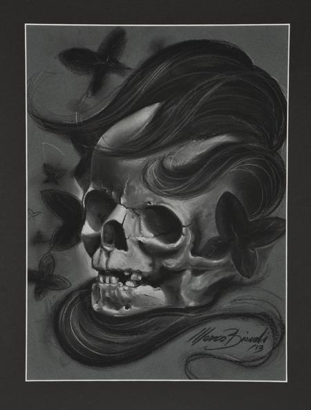 Tattoos - Study of a skull with butterflies - 99456